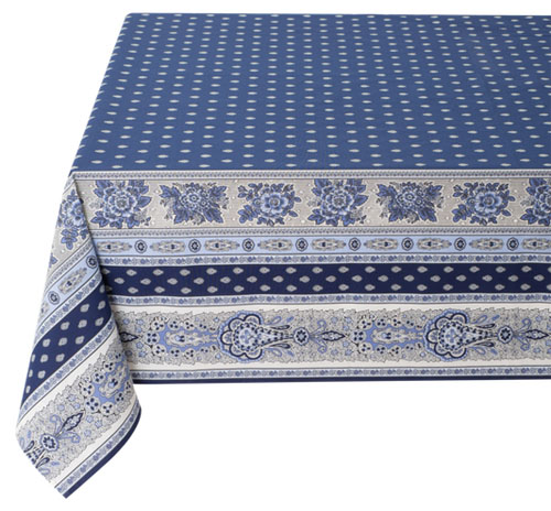 French tablecloth coated or cotton (Bastide. marine blue)